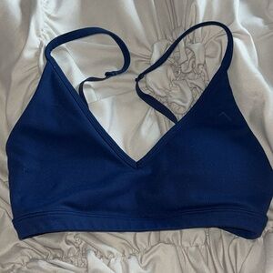 Navy Blue V-Neck Sports Bra